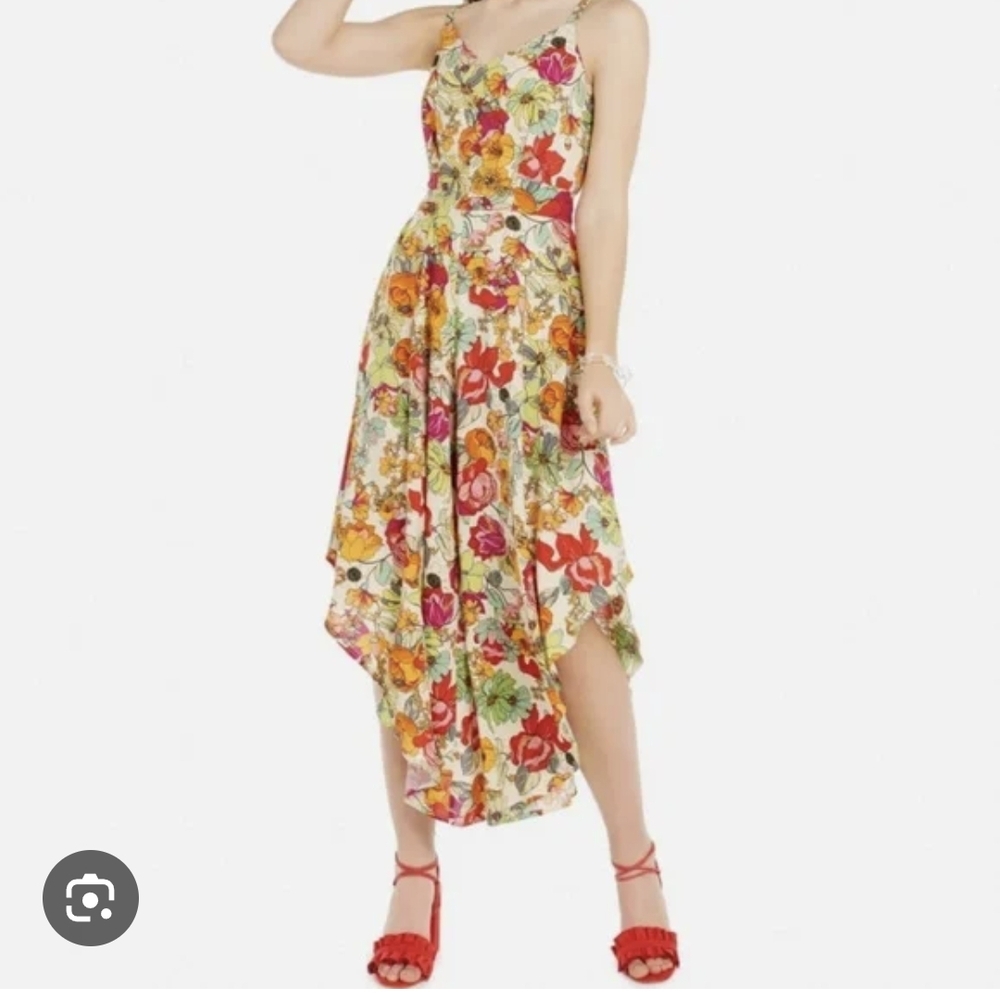 MSK Red and Yellow Asymmetrical High-Low Jumpsuit